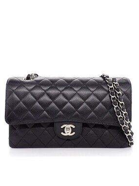 Chanel Shoulder Bag Quilted 25 11.12 Classic Black Caviar Leather
